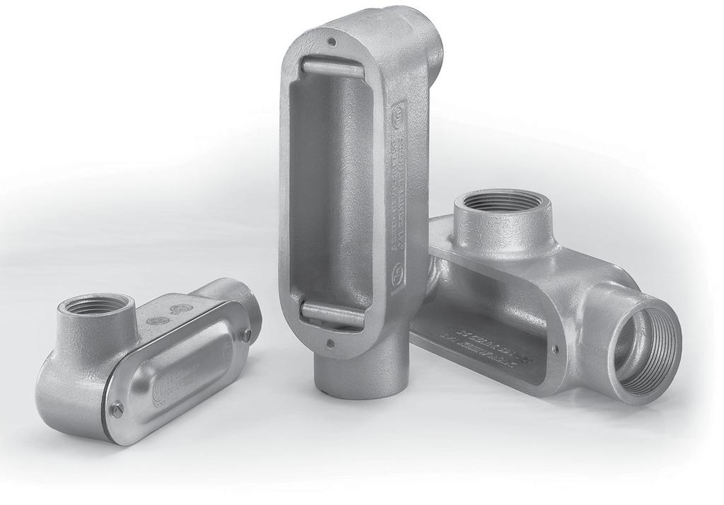 Form 5 Conduit Outlet Bodies, Covers & Gaskets - Malleable Iron Applications: Form 5 Malleable Iron Conduit Bodies are used in conduit systems to: Act as pull outlets for conductors being installed