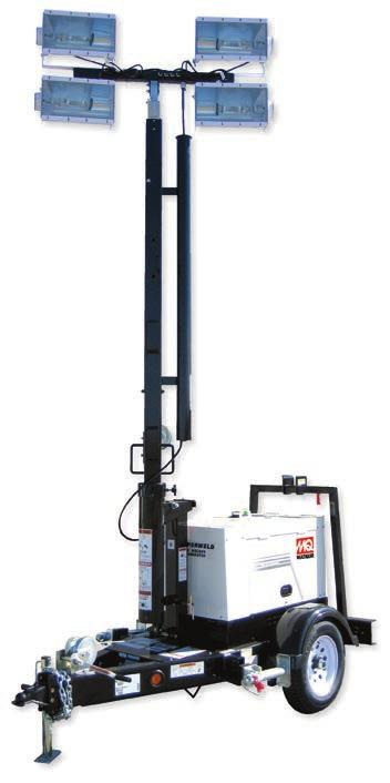 This combination provides a mobile, three-in-one multipurpose unit ready to provide light, electrical power, and welding operations.