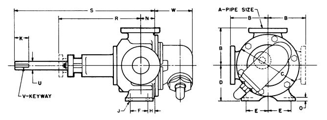 125# ANSI cast iron or 150# ANSI steel companion flanges or flanged fittings. 2 Minimum dimension for repacking.