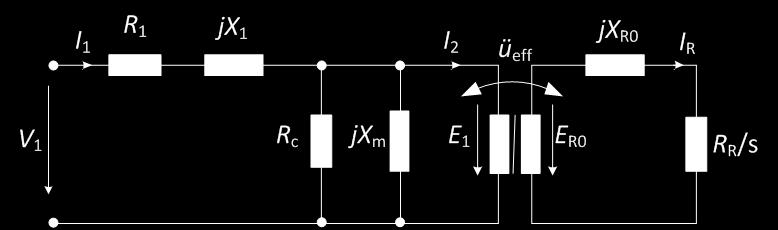 and the equivalent circuit can be re-drawn as shown below. Figure 4. Equivalent circuit with modified rotor side.