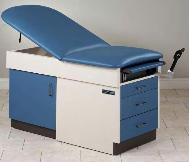 FAMILY PRACTICE TABLE For comfort, economy, overall functional and storage, there s nothing better than Clinton s Family Practice Table. This versatile table has storage access from either side.