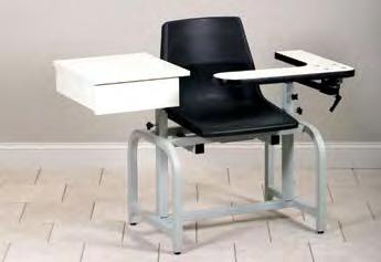 load capacity under normal use 6060-P Blood Drawing Chair with Flip-Arm Seat Seat Height 6060-P 17" x 16 20" W width Depth Overall 34" 26" Height Adjustment Arms 27 33" Easy clean, one-piece plastic
