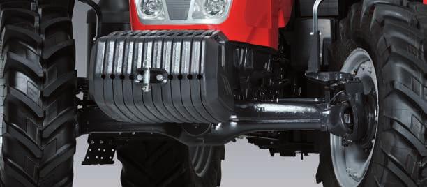 A) B FRONT AXLE The front axle incorporates advanced features including central drive, Hydralock differential lock, wet disc brakes and hydraulic four-wheel drive engagement.