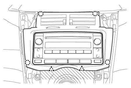 (Fig. 2-14) Fig. 2-14 Claws 3, 5-door Hatchback Model Phillips Driver (k) Remove the audio head unit. (1) Remove the four (4) screws. (Fig.