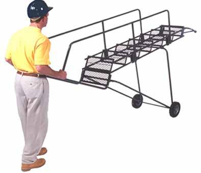 wheels roll easily on rough surfaces 14 deep top step Ships un-assembled Built to OSHA and ANSI