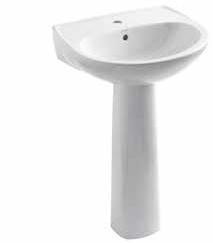 Panache Pedestal lavatory in White K-17654K-00 600 x 480 x 885 mm Sacramento Pedestal lavatory (available only with single-hole