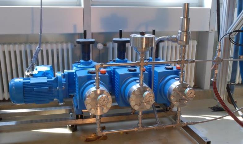 Experimental facility Fuel pump electro motor 8 kw pressure dampener safety valve bursting disc 600-750 kg/h 3000 kg/h to Coriolis flowmeter 10-100