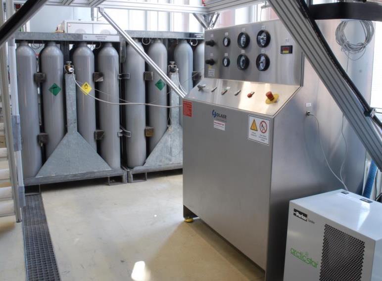 Experimental facility Oxygen compressor oxygen bundle nitrogen bundle gas boosters 600-750 kg/h 3000 kg/h inlet of the gas line