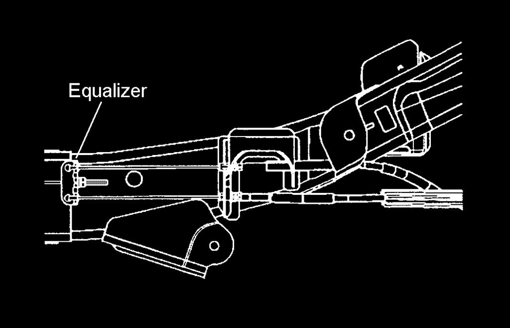 6) Loosen the bolt attaching the lower link to the axle bracket. Allow the lower link to hang downward. Illus. 20 2) Disconnect the brake cables from the equalizer. See illustration 21.
