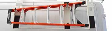 traditional side loading Clamp & Lock or Crossbar Ladder Racks. The five bar #80080 loads from the rear. Simply lean your ladder on the protective rear crossbar that overhangs the roof.
