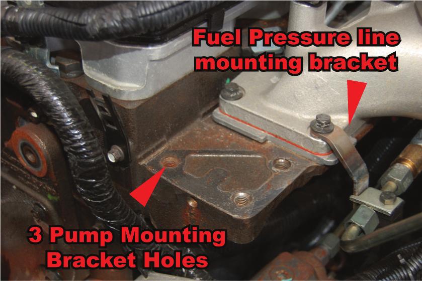 Step 15 Install fuel pressure line. (Follow diagram below) Note: Line going to the PPE aftermarket pump will not be connected until pump is installed.