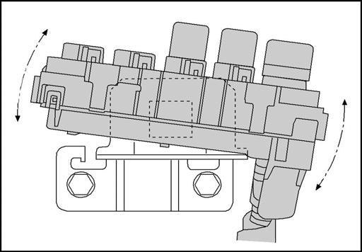 18 18. Snap the Relay Box into position on the mounting bracket as shown. Fig. 19 19.