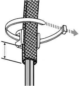 channel. Position cable tie heads flush against the arm while tightening.