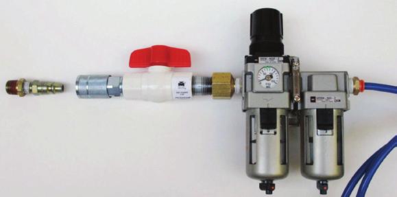 Shut Off Valve (Switch to off position during setup) Set Regulator 90 psi (6.2 bar) Photos of customer supplied shut-off valves. Ensure internal diameter meets specifications (see page 6 + 7).