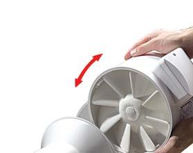 pressure, powerful airflow and low noise level and compatible with 100, 125, 150, 160, 200, 250, 315 mm round ducts.