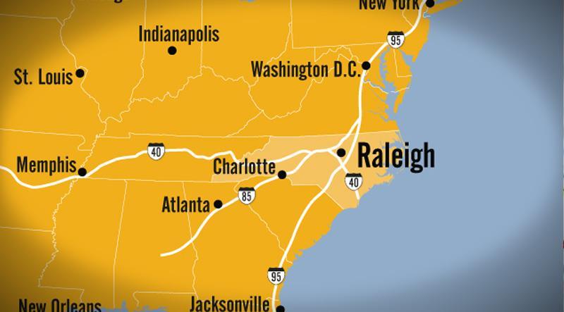 Raleigh is centrally located on the eastern seaboard