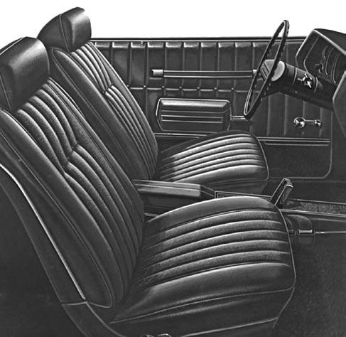 Monte Carlo Interior Parts SEAT COVERS SEAT COVER ACCESSORIES: 1970-72 (Bucket) Seat Buns (Single)...$79.95 1970-72 Head Rest Covers (Bench or Bucket) Specify (Black) Colors Available (Pair)...$45.