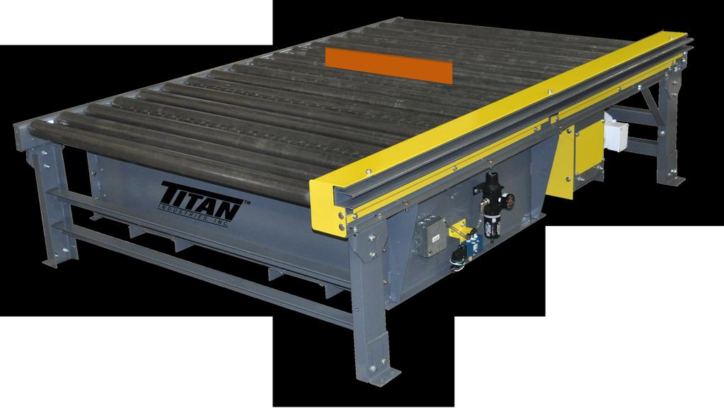 POP-UP TRANSFER, POP-UP STOPS, PALLET CENTERING, PALLET LIFT and PALLET CROWDER OPTIONS Designed to handle heavy duty loads such as pallets, skids and drums.