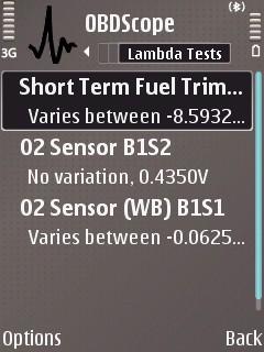 Lambda Tests Displays information about Short Term Fuel Trim and O2 sensors as seen in Picture 3.