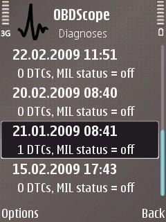 OBDScope User's Guide 8 5 Managing diagnoses Diagnoses Saved diagnoses can be managed by selecting Saved diagnoses from the OBDScope main menu.