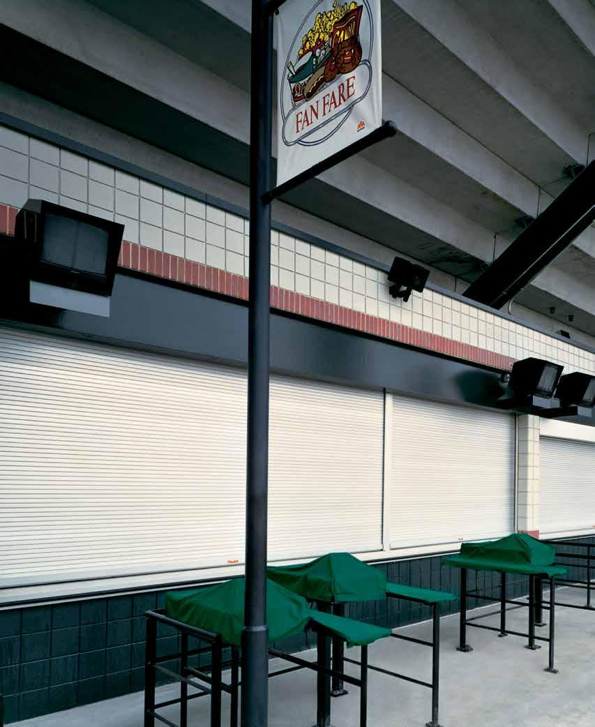 MODELS 650/651/652/655/657/658/665 Overhead Door Rolling Counter Doors provide a multitude of attractive solutions for smaller openings to 20' wide and 9' high (6096 mm and 2743 mm).