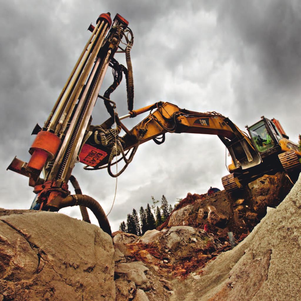 Excavator-mounted drill rigs