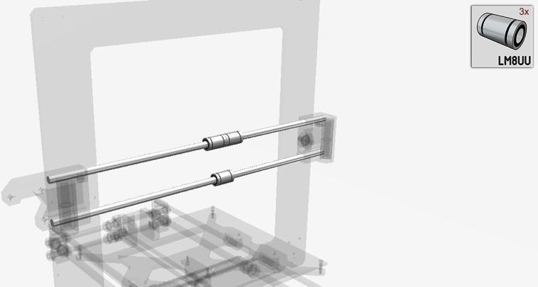 Step 45: X-Axis Rods Locate your: - LM8UU linear bearings (3) Slide 2