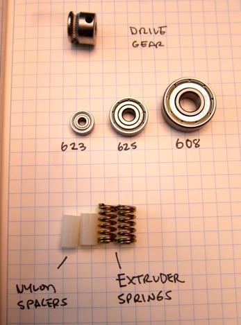 Step 7: Identify Parts The bearings / 3 bag should contain: 2 x 623 bearings 2 x 625 bearings 1 x 608 bearing