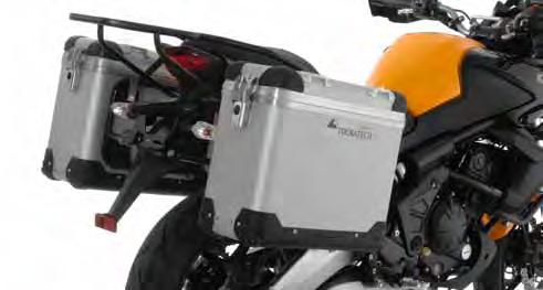 Frame protection Kawasaki Versys 677 ZEGA Pro Pannier System Kawasaki Versys 650 with Stainless Steel Rack The aluminium pannier system again has a very robust construction.