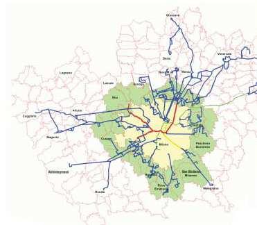 Public Transport Network ATM S.p.A. ATM serves an area of over 1,000 sq km (Milan and 85 hinterland towns), through a network of about 1350 Km Area Surface area (kmq) 1.