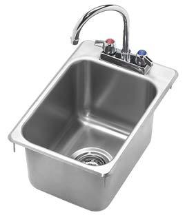 Drop-In Sinks *Side Splashes cannot be added to Drop-In Sinks* 13 x 17 Single Bowl Drop-In Sink 13 x 17 x 5 1 /2 overall 11 x 13 1 /4 x 5 1 /2