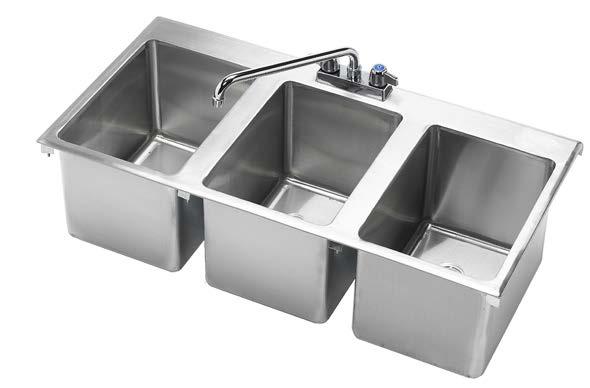 20 x 17 Single Bowl Drop-In Sink 20 1 /4 x 17 x 7 3 /4 overall 17 3 /4 x 12 3 /4 x 7 3 /4 deep bowl Faucet and drain included gooseneck spout 1 1