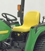 The standard seat gives the operator good back support for a comfortable ride.