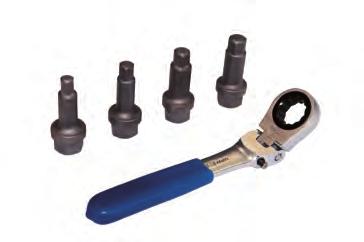 Special tools for brakes Hexagon socket bit set with ring ratchet spanner Space is often at a premium around the brake calipers. Conventional tools are hard put to loosen and tighten the guide pins.