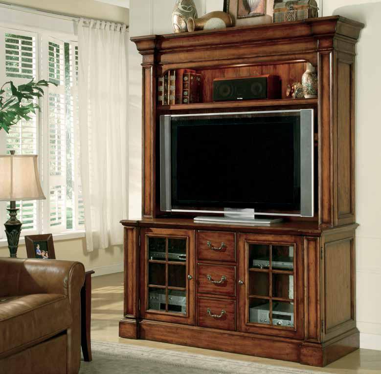 CONSOLES & HUTCHES accommodating up to 50 (127 cm) televisions Our functional console and hutch give you the finished, classic look of fine cabinetry in a compact footprint, and even offer lighted