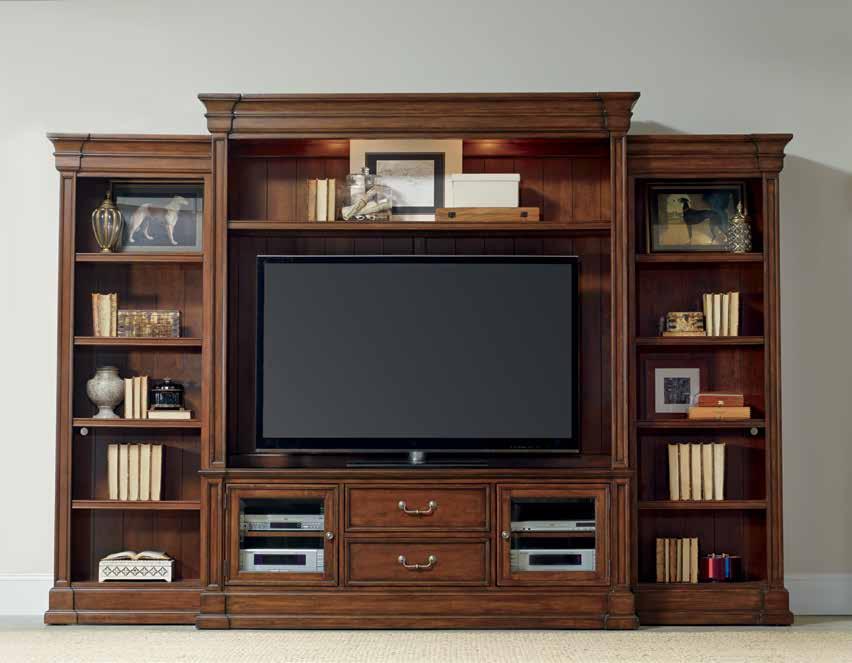 and base molding 72 3/4W x 21D x 26H (185 x 53 xx 66 cm) 5271-70556 Entertainment Console Hutch One adjustable shelf, two lights controlled by three-intensity touch switch 76 1/4W x 16 3/4D x 62 1/2H