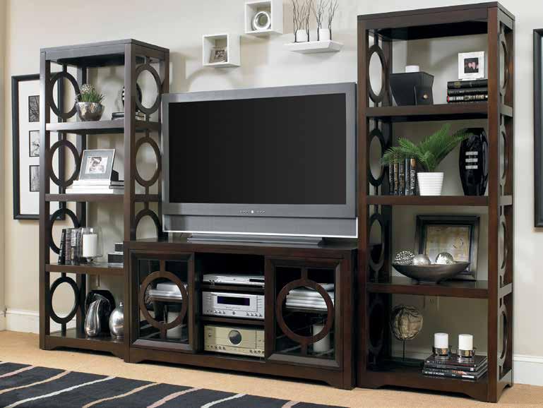 consoles accommodating 60 (152 cm) and some 65 (165 cm) TVs MÉLANGE Poplar Solids, Leather 638-55002 Bondurant Entertainment Console Two doors with two adjustable
