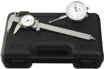 72-229-780 Indicator, Mag Base, Dial Caliper & Micrometer Set Combo INCH/METRIC READING MEASURING SET Indicator Face Caliper Face Includes a dial caliper and indicator with dual reading faces showing