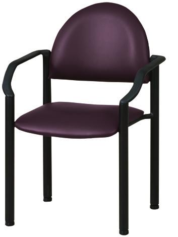 75 P270050 Black Frame Chair, Arms, Black Powder Coated Frame Finish, Nylon Glides, Contoured