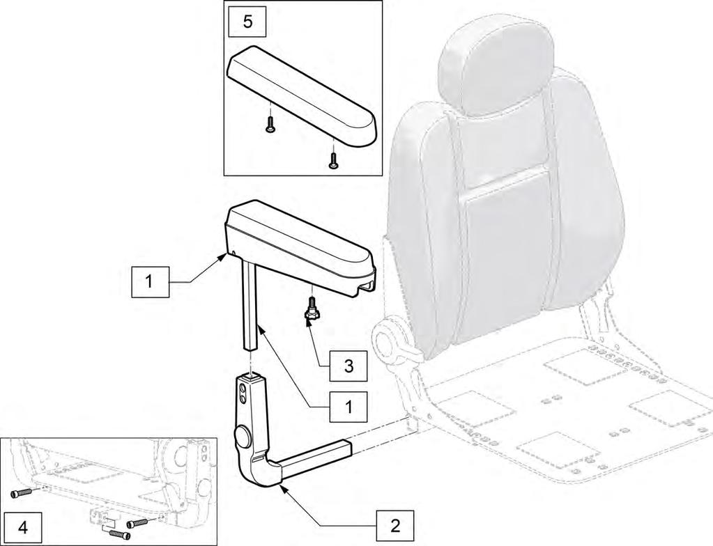CAPTAINS SEAT ARMREST - WC19 TRANSIT [11/2011] 2 119329 ARMREST RECEIVER ASSEMBLY For Right or Left 3 117994 THUMB SCREW M8 X 1.