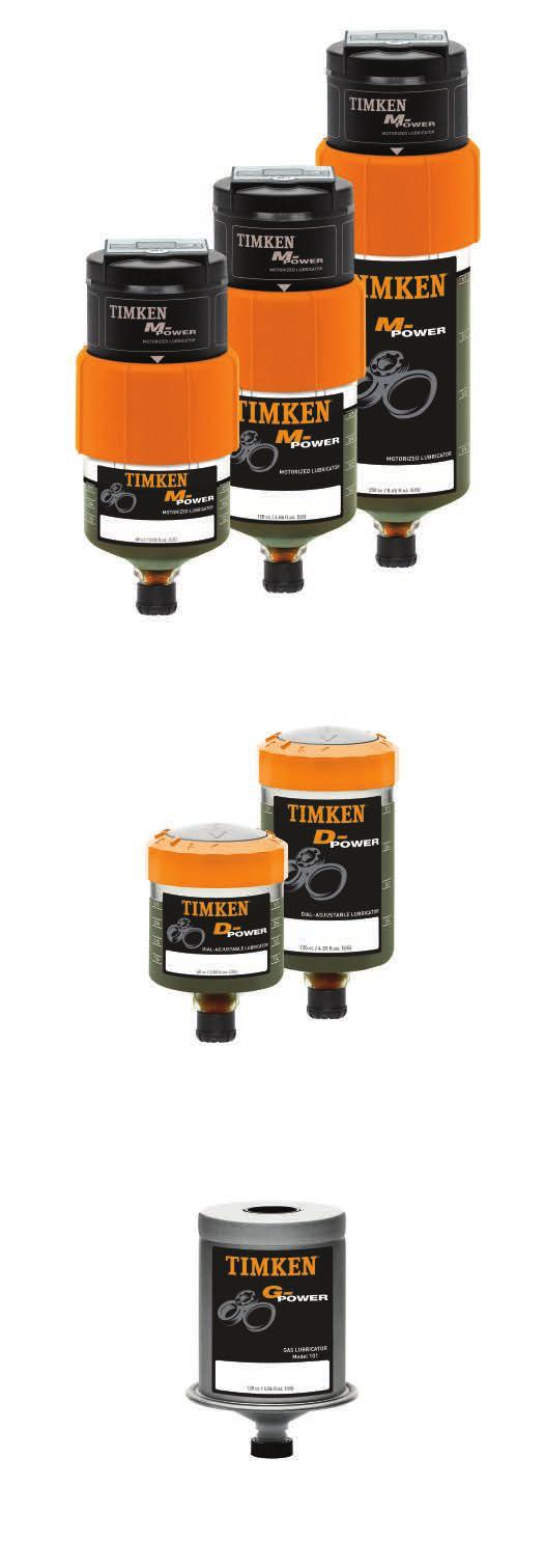 WHY TIMKEN LUBRICATORS HELPS EXTEND EQUIPMENT LIFE» A constant renewal of the lubricant helps ensure equipment availability» Reliable, clean and precise lubrication around the clock» Discharge