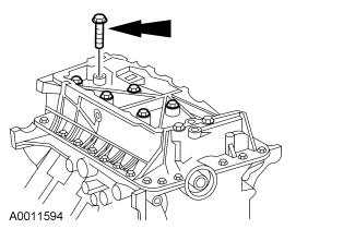 Tighten the 8 cylinder block cradle inner bolts in the sequence shown in