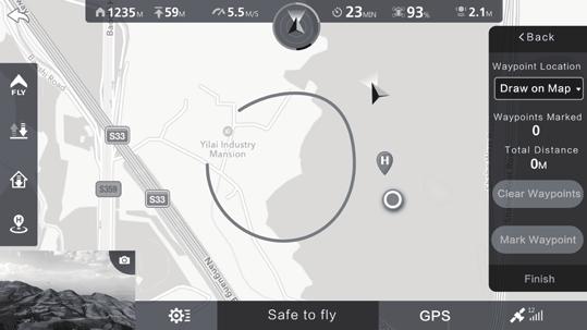Waypoints button is used to delete the entire route. When you have confirmed your route, tap Finish.