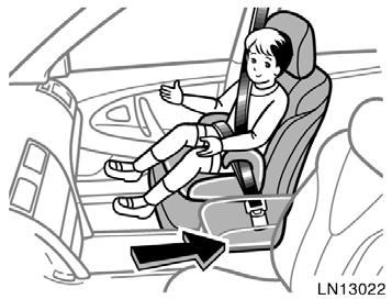 Move seat fully back CAUTION A forward facing child restraint system should be allowed to be installed on the front passenger seat only when it is unavoidable.