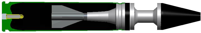 S40mm APFSDS-T Design Characteristics Projectile Features: S40mm provides ~50% higher flight weight (penetrator, fin, and windscreen) than the 30mm