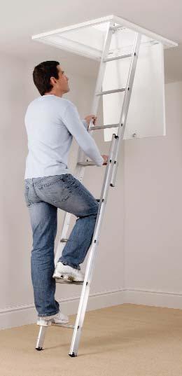 uk EN 197 Telesteps Loft Ladder The space saving all-in-one loft ladder Space saving solution for access to lofts Rung by rung adjustment with clearly visible levers under each tread Autosteps close