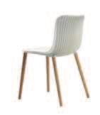 39 46 54 and stool h.75 cm., non stacking. Legs coated steel matching shell colour.