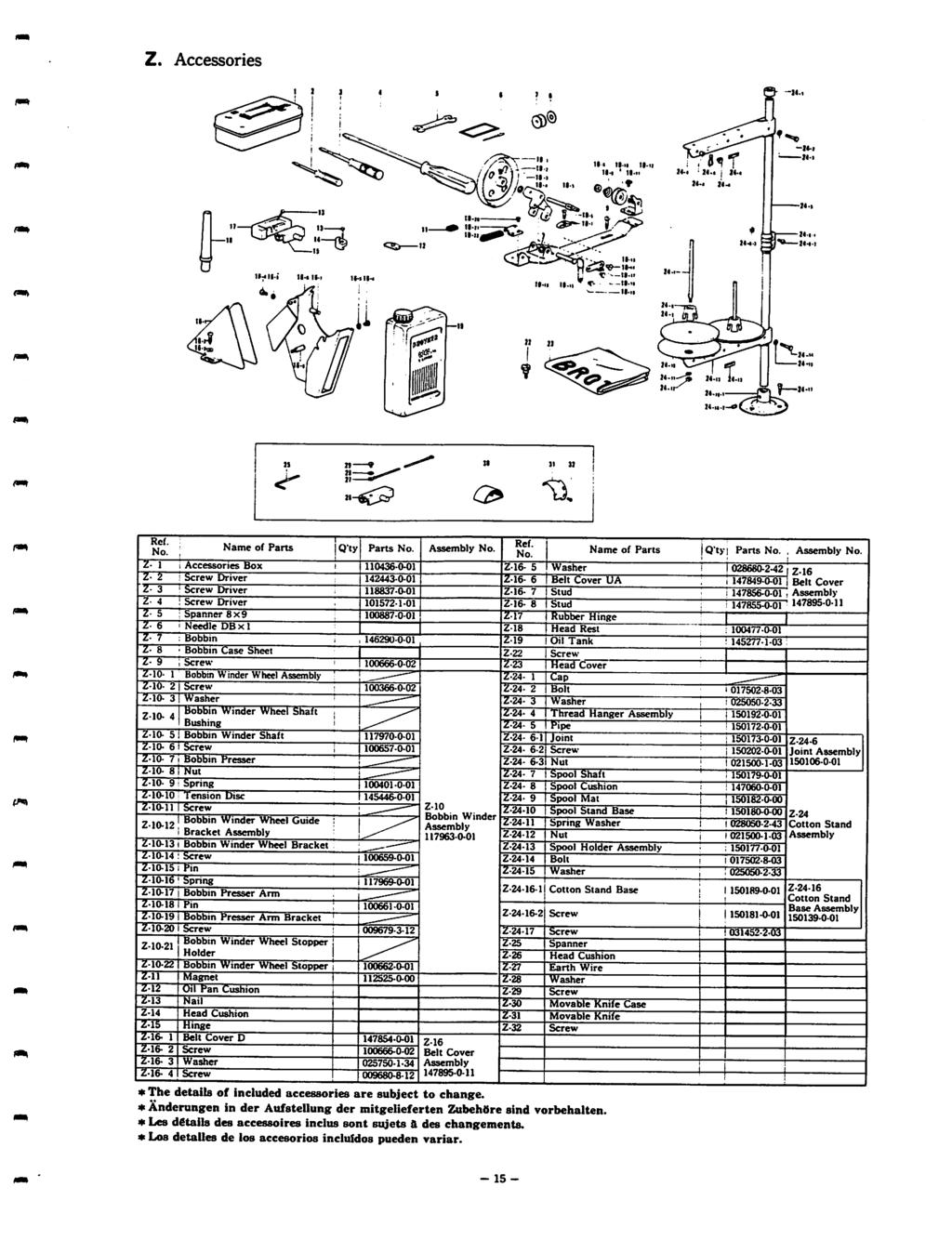 5080-0-00 Z. Accessories / II» III - ll-u ' I-II IMKi li-< ll-i Il-li ll-ll * --tl-'i t). Ref. Name of Parts Qty Parts Ref. Name of Parts loty Parts.