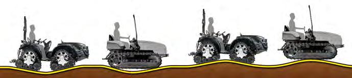 DRIVE: like a multi-wheeled tractor The four alternate-grip rubber tracks (w: 35 mm / 1,37 in), similar to ground