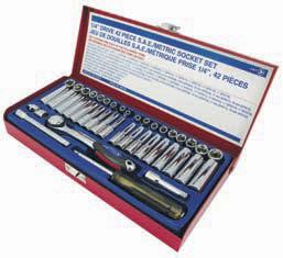 1/4" SOCKET WRENCH SETS All components are forged from high quality Chrome Vanadium steel Torque-Drive sockets contact the fastener on the sides rather than the corners, reducing corner rounding and